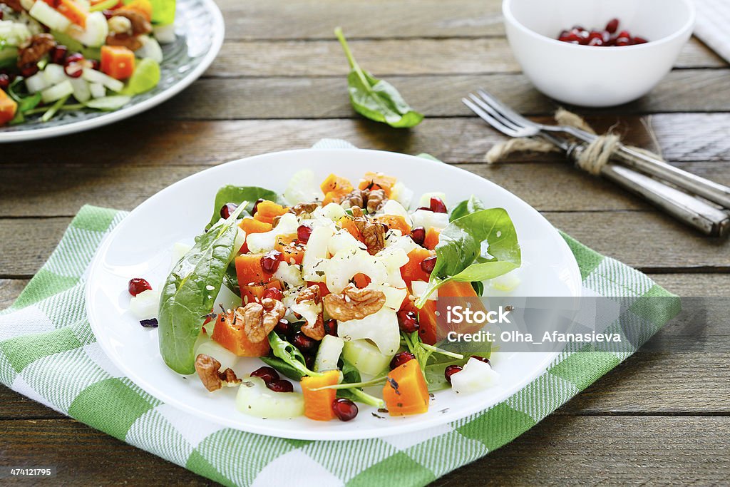 salad with pumpkin salad with pumpkin, food closeup Backgrounds Stock Photo