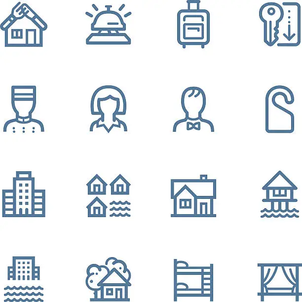 Vector illustration of Hotel Line icons