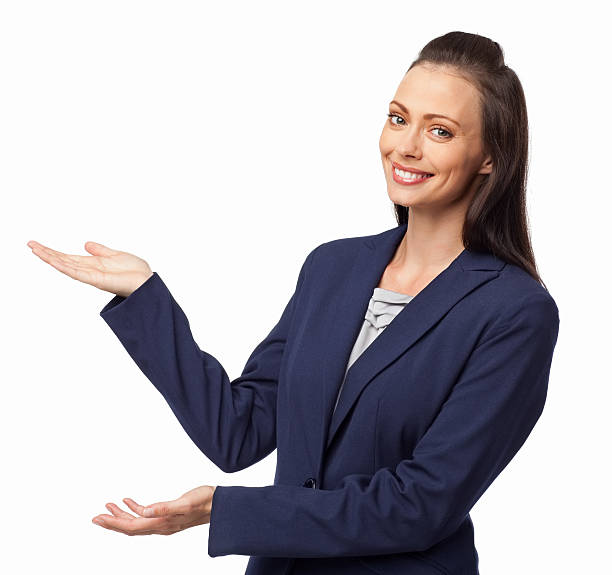istock Female Professional Presenting an Invisible Product - Isolated 474122183