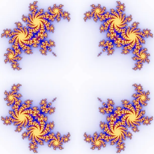 Photo of Popular fractal ornaments in white background.