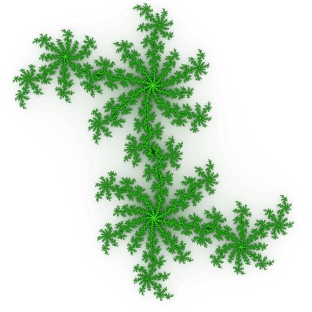 Popular fractal ornaments in white background. Isolated red blue  orange generated graphics on white.