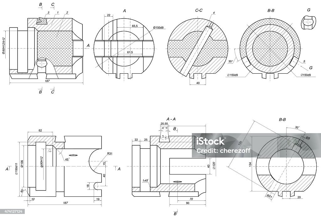 Hatching Out Engineering Expanded Engineering Elements With Hatching Stock Photo - Download ...