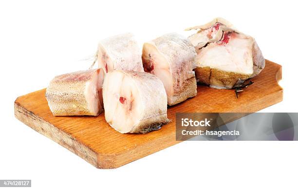 Fresh Pollock Slice Isolated Over White Background Stock Photo - Download Image Now - Fillet, Swordfish, Hake