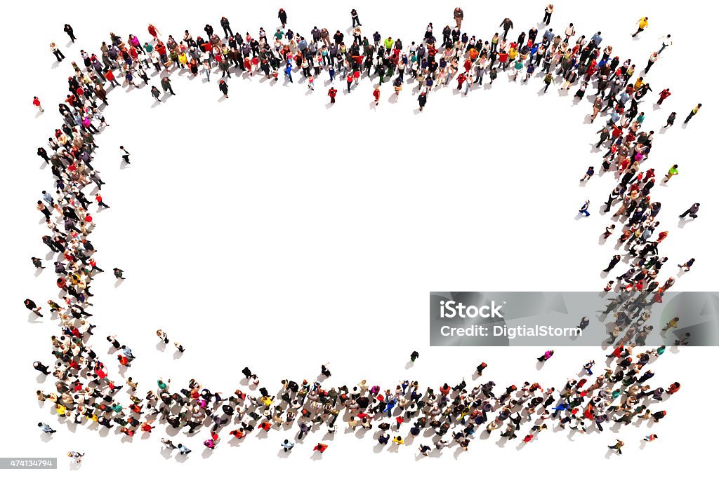 Große Gruppe von Menschen bilden eine square - Lizenzfrei Ansicht aus erhöhter Perspektive Stock-Foto