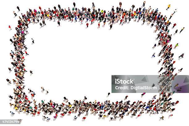 Large Crowd Of People Forming A Square Stock Photo - Download Image Now - High Angle View, Crowd of People, People