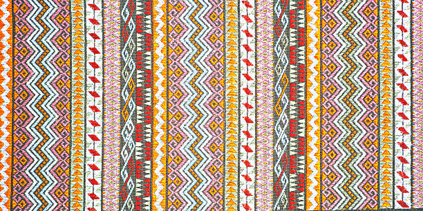 istock Colorful thai peruvian style rug surface close up. 474134882