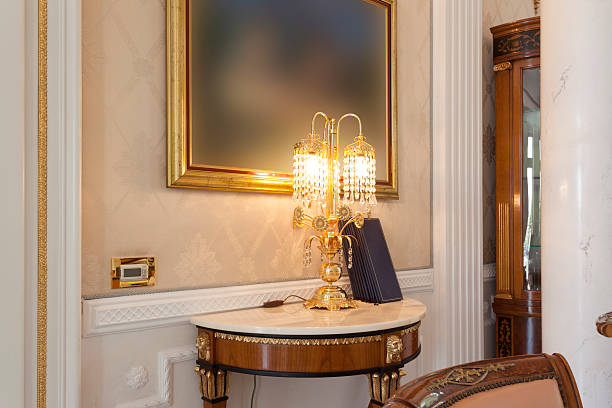 istock Wall table and lamp in a fancy living room 474136340