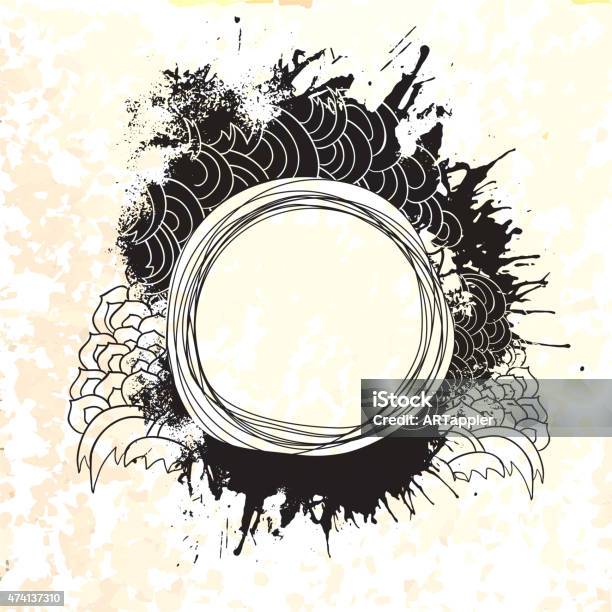 Fashion Ink Drawing Empty Splash Elements Label Stock Illustration - Download Image Now - 2015, Abstract, Art