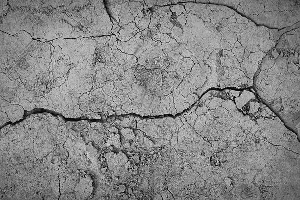 Photo of Gray cracked concrete texture background, close up
