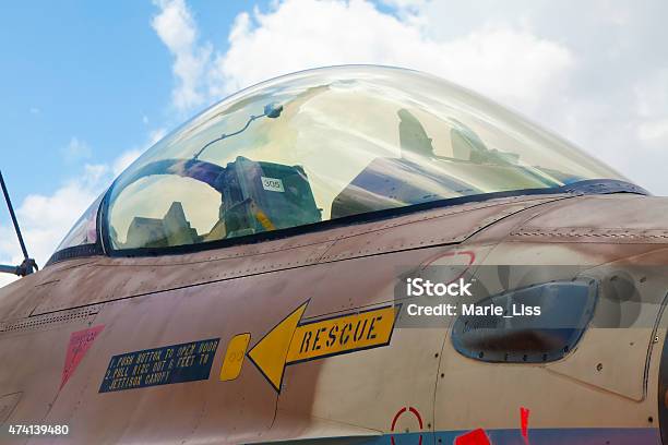 Closeup On The Cockpit Of F16 Stock Photo - Download Image Now - 2015, Aerospace Industry, Air Force