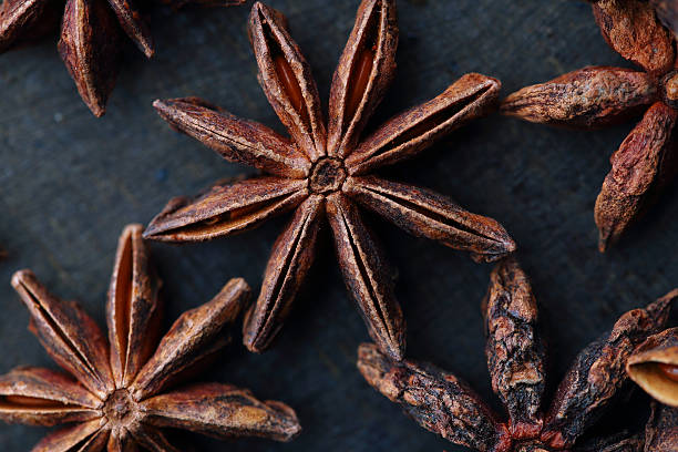 istock Star anise seeds on dark background. Top view 474139492