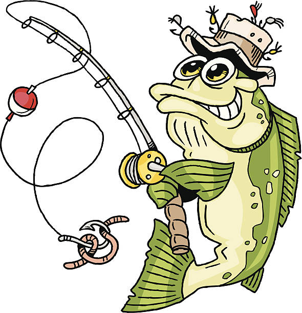 ilustrações de stock, clip art, desenhos animados e ícones de pesca de peixe - worm cartoon fishing bait fishing hook