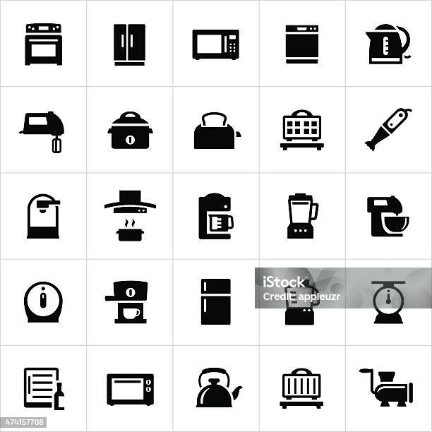 Kitchen And Cooking Appliances Stock Illustration - Download Image Now - Icon Symbol, Appliance, Microwave