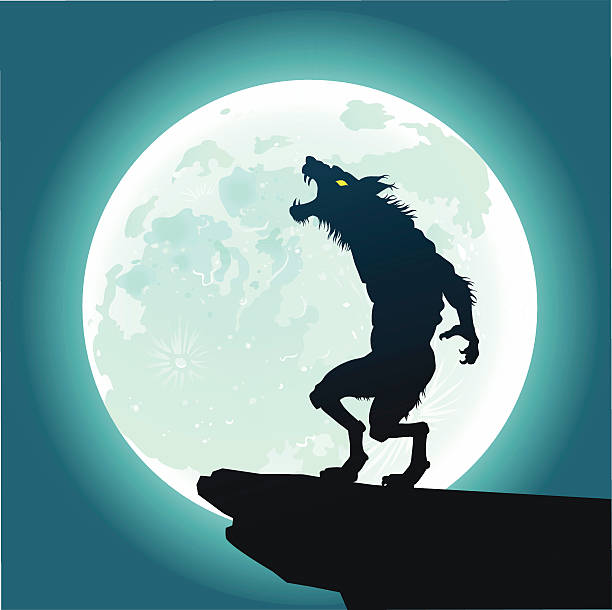Wilkołak Howling na księżycu – artystyczna grafika wektorowa