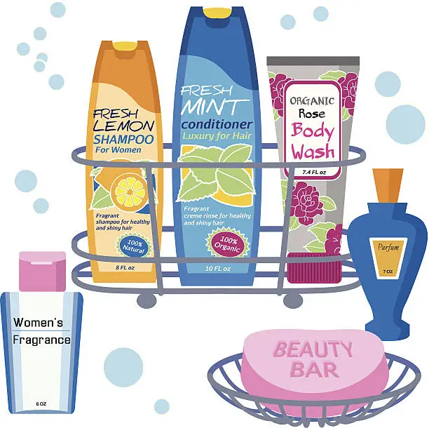 Vector illustration of women's beauty products