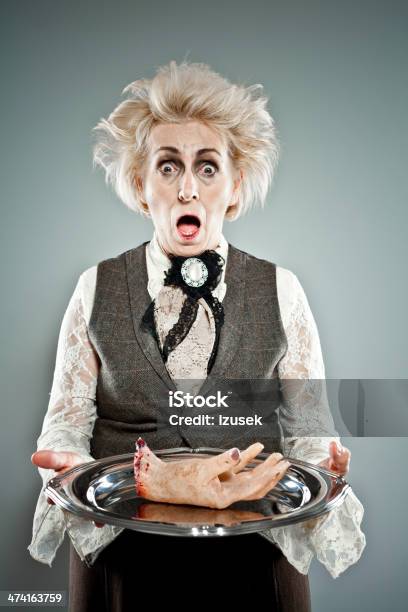Spooky Senior Lady Stock Photo - Download Image Now - Halloween, Retro Style, Humor