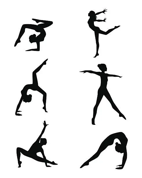 Vector illustration of Six gymnasts set