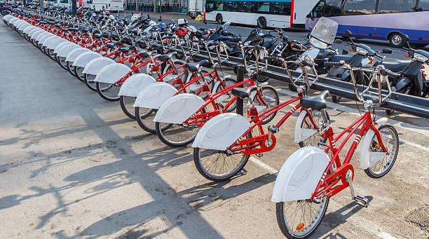 Bikes In a Row. Barcelona. stock photo