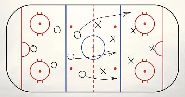 Vector illustration of Hockey play over board