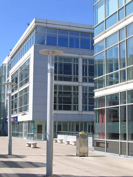 istock Empty office buildings in retail park 474170758