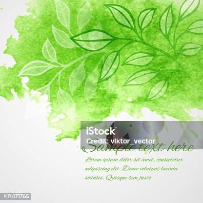 istock Watercolor green leaf design element. Vector illustration 474171765