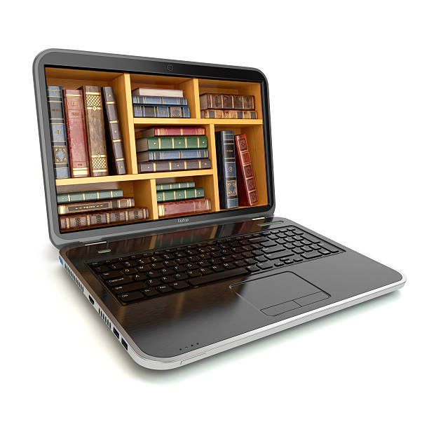 istock E-learning education internet library or book store. Laptop and 474172550