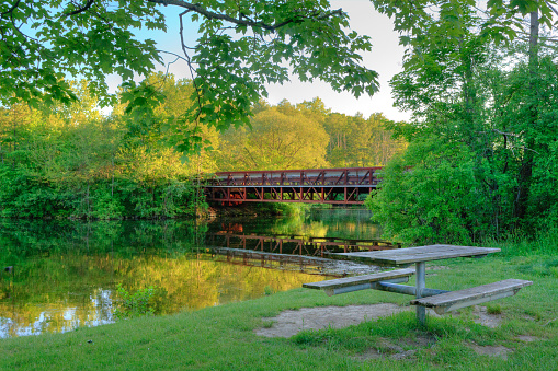 Footbridge over the Huron River in Ann Arbor, Michigan. A great spot for a picnic