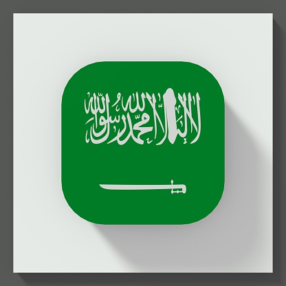 Saudi Arabia flag square button illustration isolated over white background
