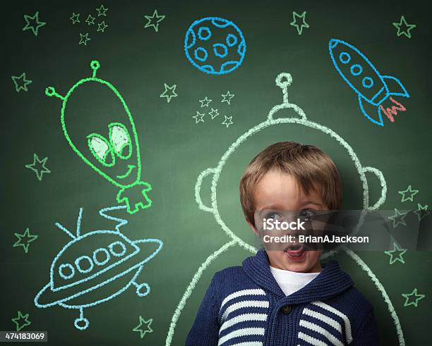 Childhood Imagination And Dreams Stock Photo - Download Image Now - Child, Alien, Boys