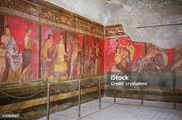 Wall Painting In Pompeii Italy Stock Photo - Download Image Now - Pompeii, Fresco, Dionysus