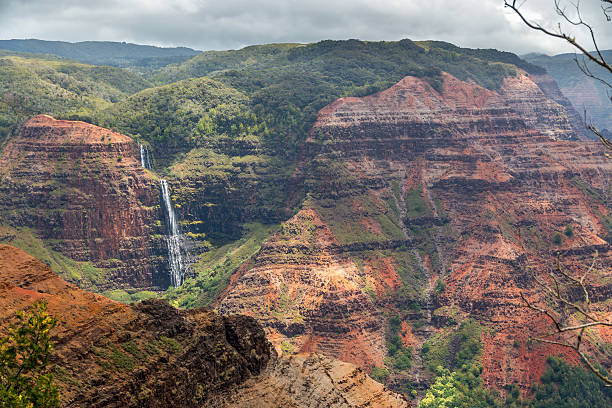 de waipoo, kauai, havaí waimea canyon - kauai tropical climate green travel destinations imagens e fotografias de stock