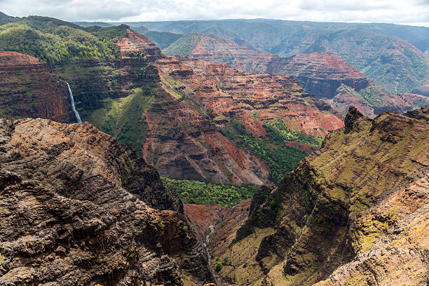 de waipoo, kauai, havaí waimea canyon - kauai tropical climate green travel destinations imagens e fotografias de stock