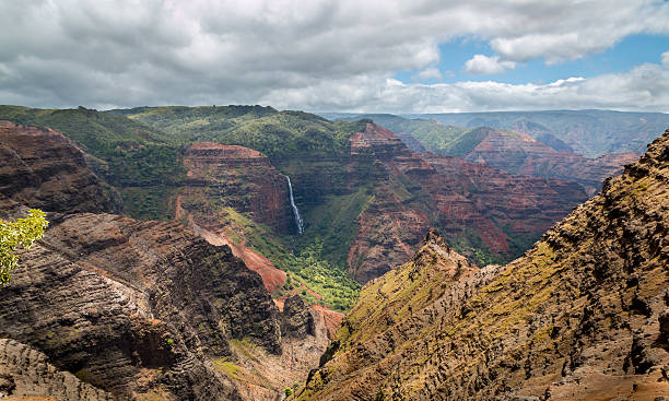 de waipoo, kauai, havaí waimea canyon - kauai tropical climate green travel destinations imagens e fotografias de stock