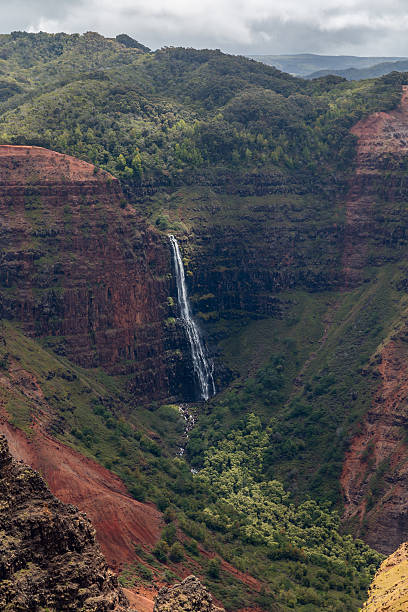 waipoo falls, waimea kanion kauai, hawaje - kauai tropical climate green travel destinations zdjęcia i obrazy z banku zdjęć