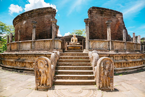 The vatadage temple at Polonnaruwa. UNESCO World Heritage Site in Sri Lanka.
