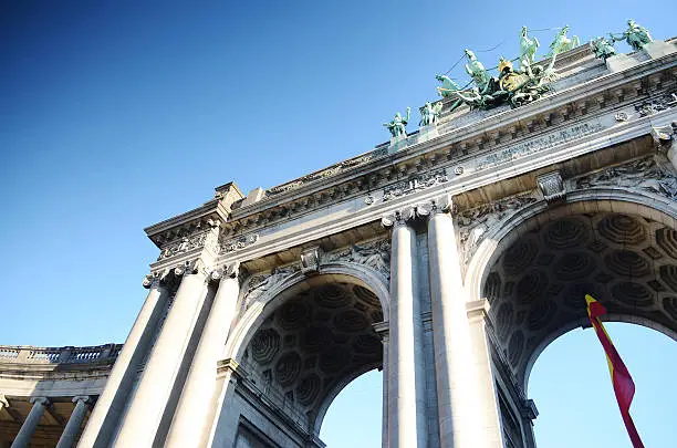 The Triumphal Arch in Cinquantennaire Park in Brussels,Belgium
