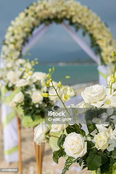 Wedding Arch On Tropical Beach Stock Photo - Download Image Now - 2015, Arch - Architectural Feature, Beach