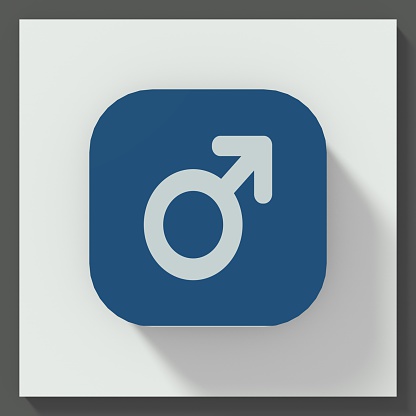 Men / male symbol square button illustration isolated over white background