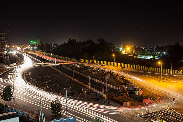 Addis Ababa at night. stock photo