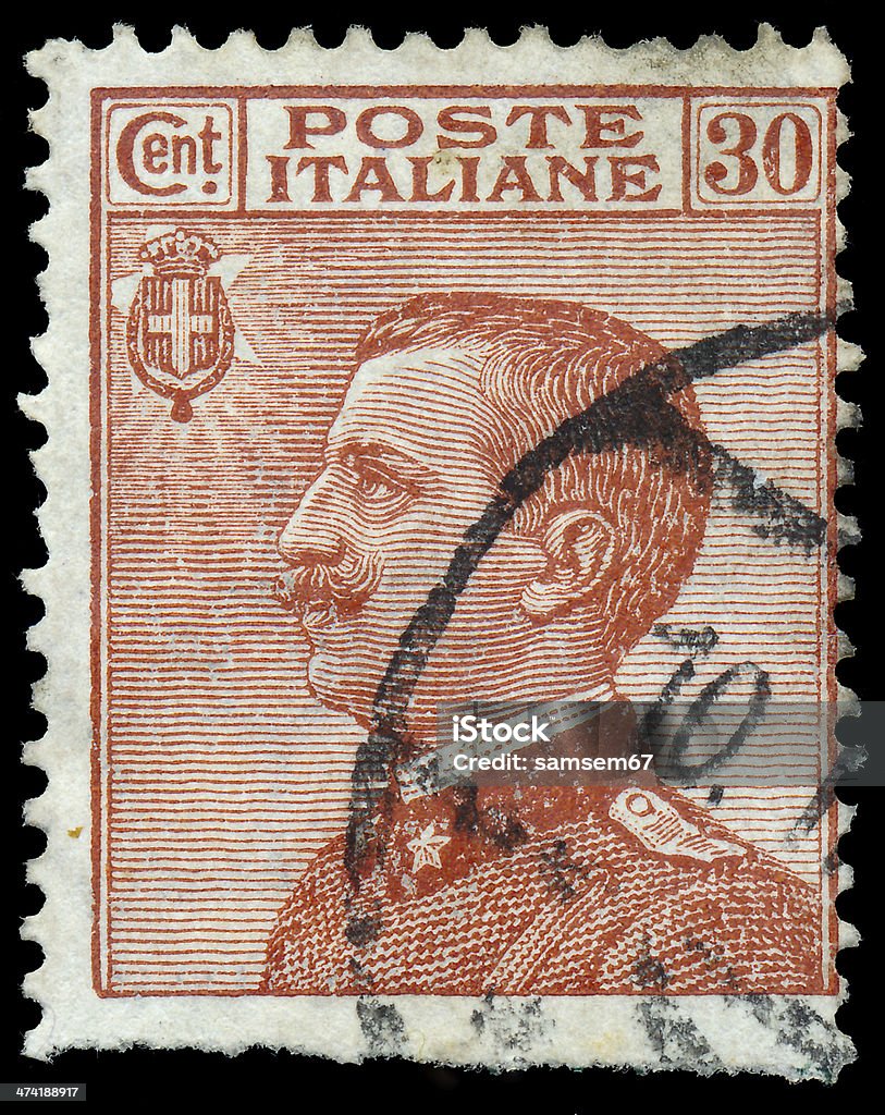 Stamp printed in Italy shows King Victor Emmanuel ITALY - CIRCA 1906: A stamp printed in Italy, shows the King of Italy Victor Emmanuel III, circa 1906 Italy Stock Photo