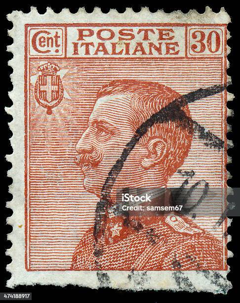 Stamp Printed In Italy Shows King Victor Emmanuel Stock Photo - Download Image Now - Italy, People, 1906