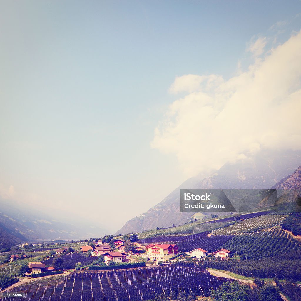 Village Village High Up in the Italian Alps, Retro Effect 2015 Stock Photo