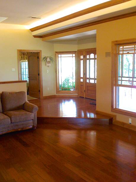 istock Custom home interior with beautiful warm wood floors 474190496