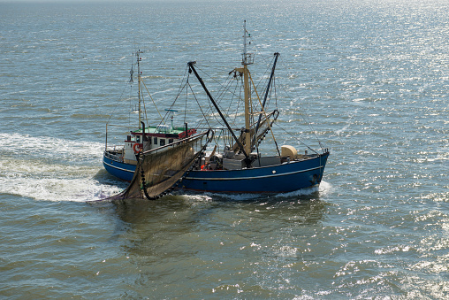 Fishing boat on the UNESCO protected Dutch Wadden Sea