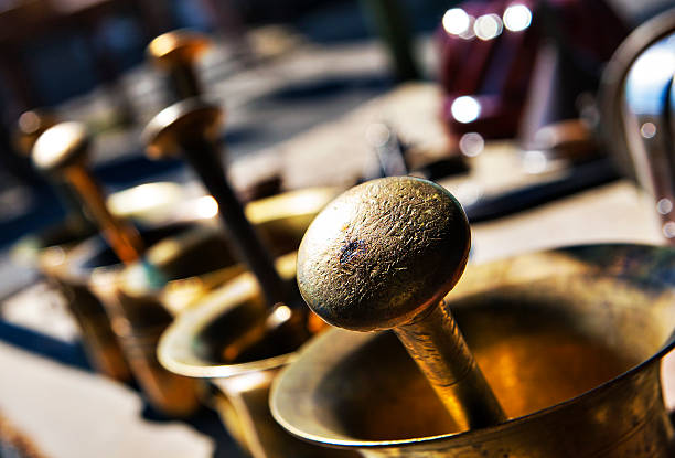 istock brass mortars outdoors at a market stall for sale 474192234