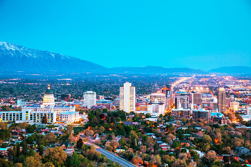 Salt Lake City overview in the night