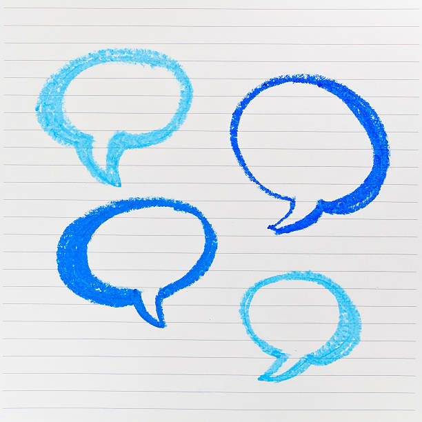 istock Sketch of blue speech bubble on the lined paper 474194024