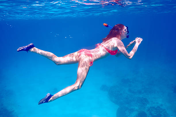 istock Woman with mask snorkeling 474196168