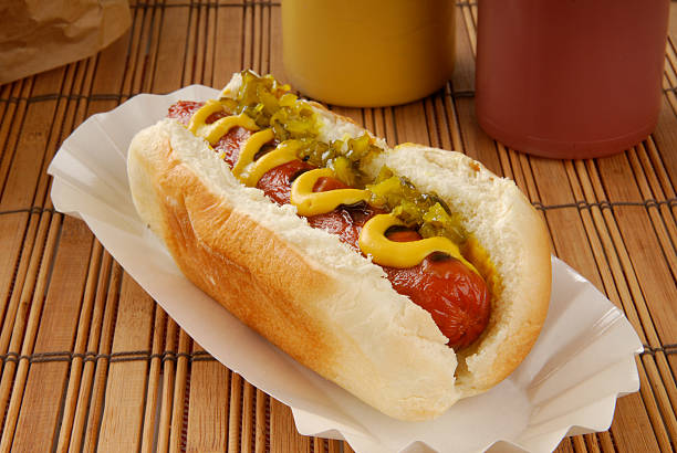 Relish dog A hot dog with relish and mustard relish stock pictures, royalty-free photos & images
