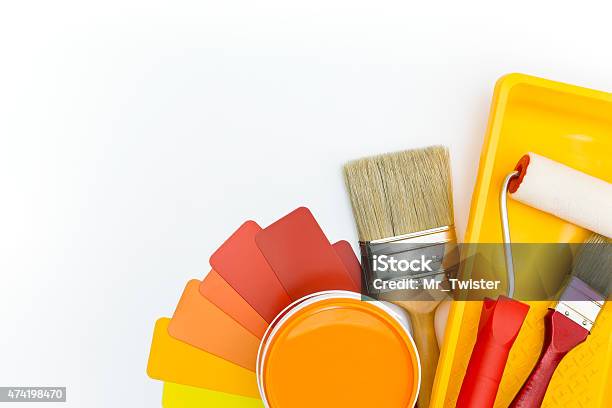 Color Palette With Paint Tools And Accessories Stock Photo - Download Image  Now - Paint, Work Tool, Painting - Activity - iStock
